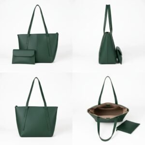 leather tote bag for women with mini pouch