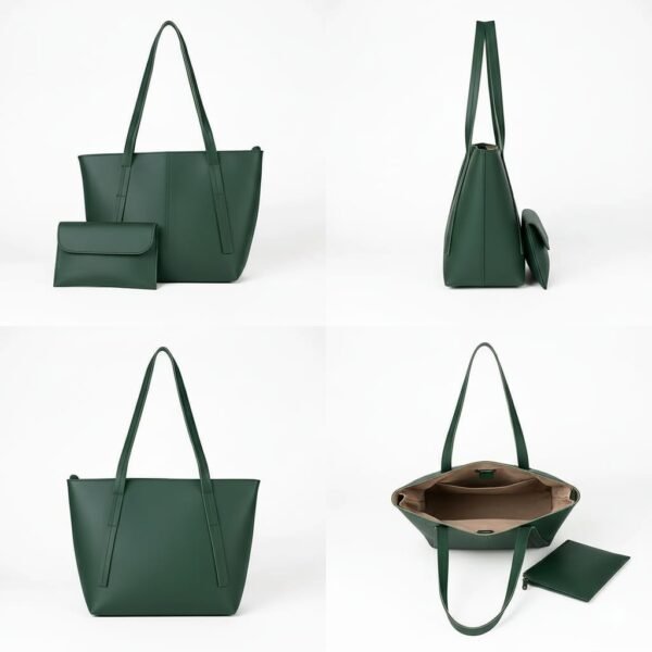 leather tote bag for women with mini pouch