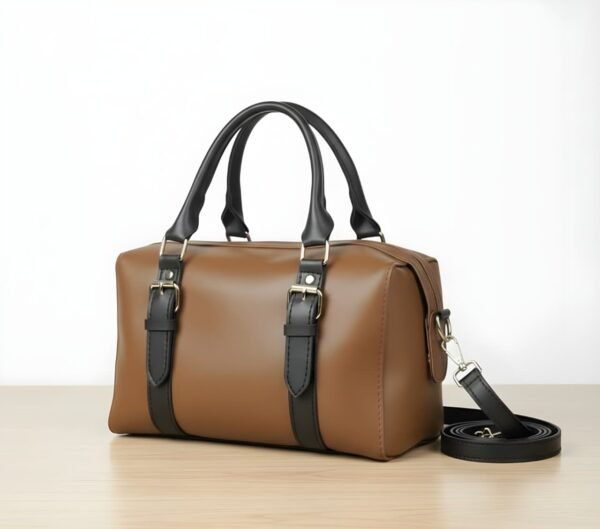 beige and tan satchel bag for women with top handle