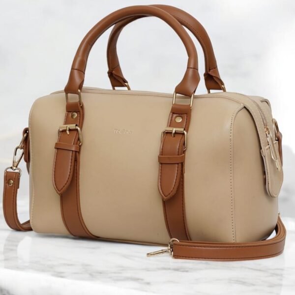 skin beige tan leather satchel handbag for women
