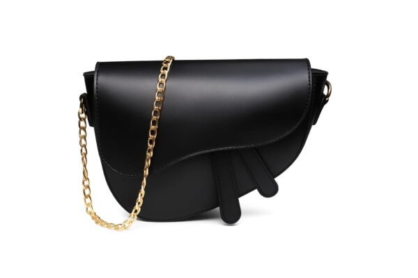 elegant saddle crossbody bag with gold chain