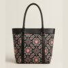 women's printed tote bag black and red geometric design