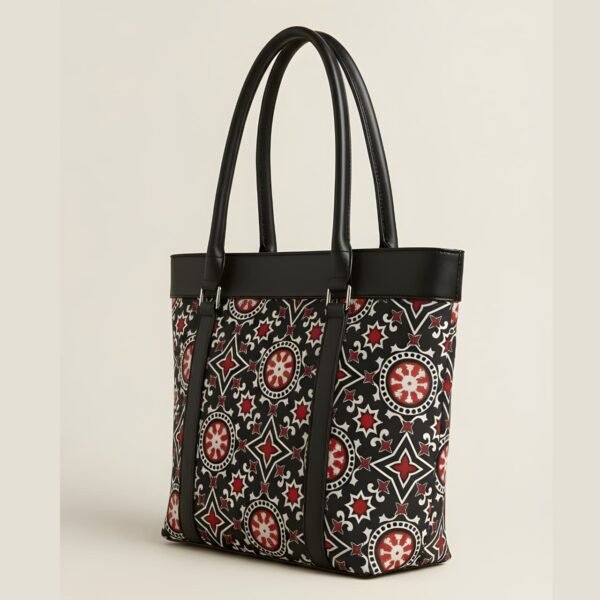 women's printed tote bag with side view