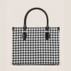 Structured Black and White Houndstooth Tote Bag for women