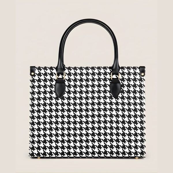 Structured Black and White Houndstooth Tote Bag for women