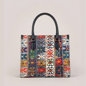 UNIQUE Kilim-Style Ethnic Print Tote Bag for Women