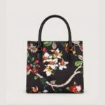 LUXURY Black Floral Print Structured Handbag for Women